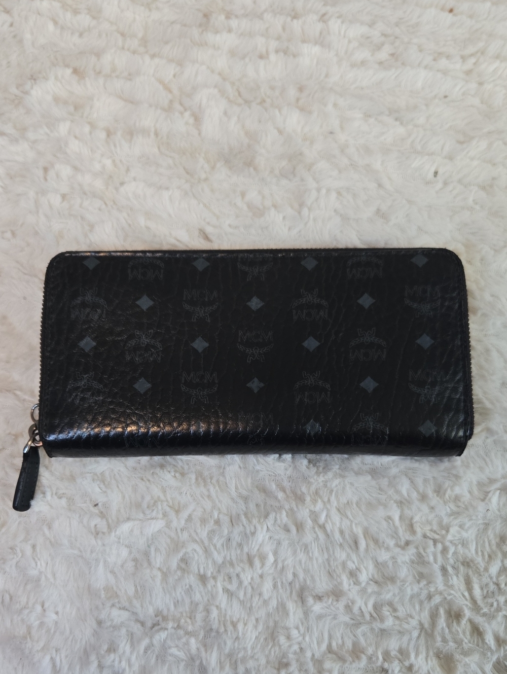 MCM Blue Zip Around Leather Wallet